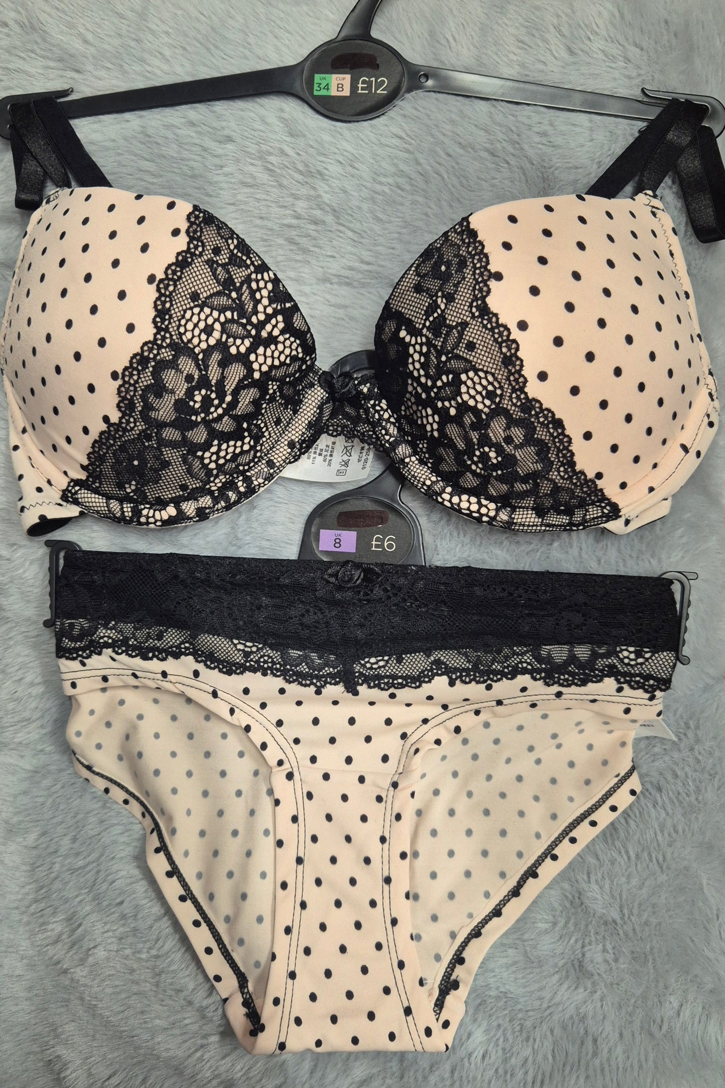 Ladies Pink & Black Bra Only