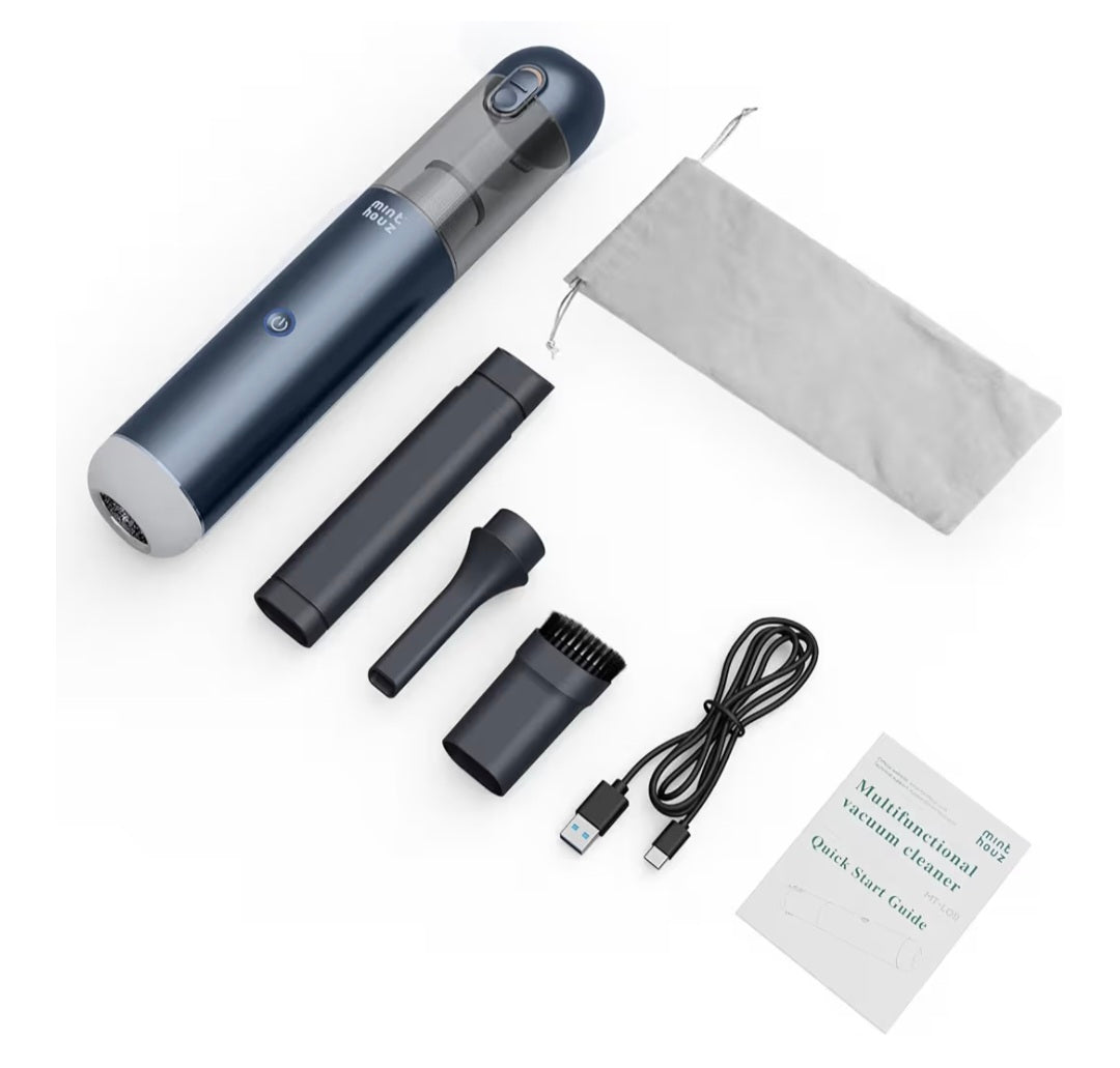 Minthouz Handheld Vacuum Cleaner 17000Pa, 120W Cordless Car Vacuum Rechargeable with Blower, 2-Speed Portable Wireless Mini Hand Held Vacuum Cleaner with LED/SOS Light for Car Home (Blue) Hoover