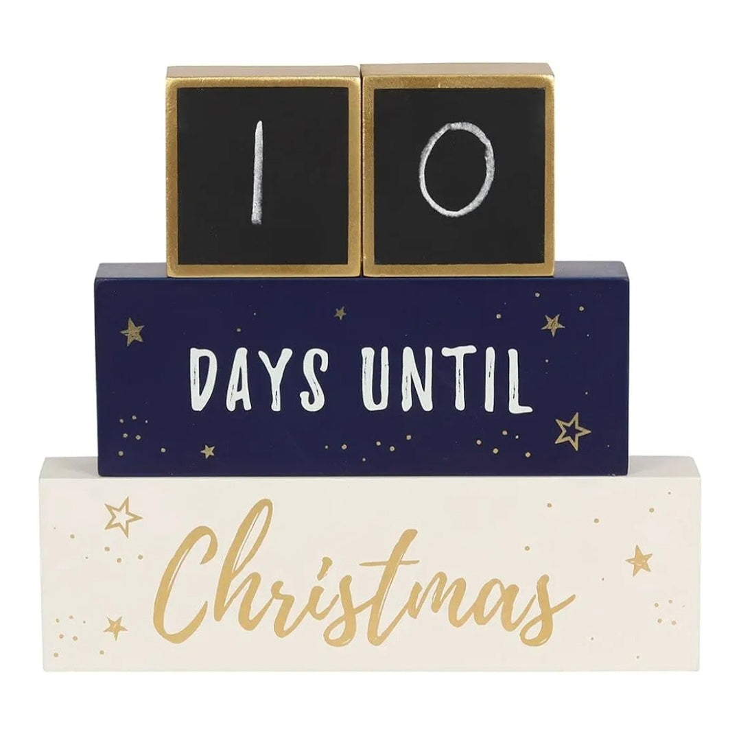 Countdown Until Christmas Stacking Blocks, Perfect for Tables and Shelves, Blocks Display Countdown Calendar to Xmas, Tabletop Ornaments for Home and Office Decorations