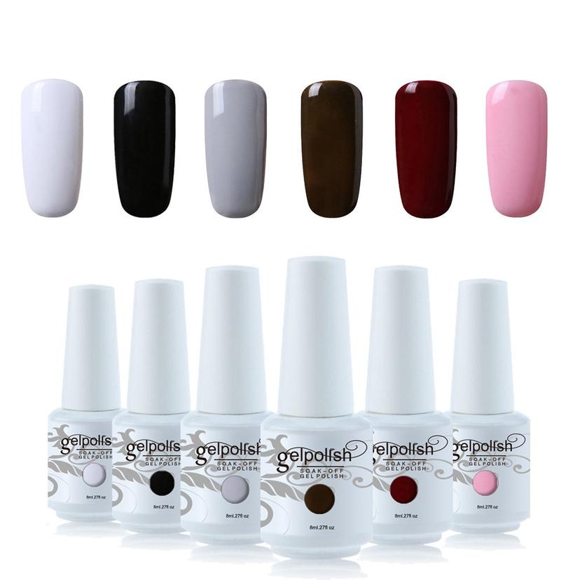 Vishine 6Pcs Soak Off LED UV Gel Nail Polish Varnish Nail Art Starter Kit Beauty Manicure Collection