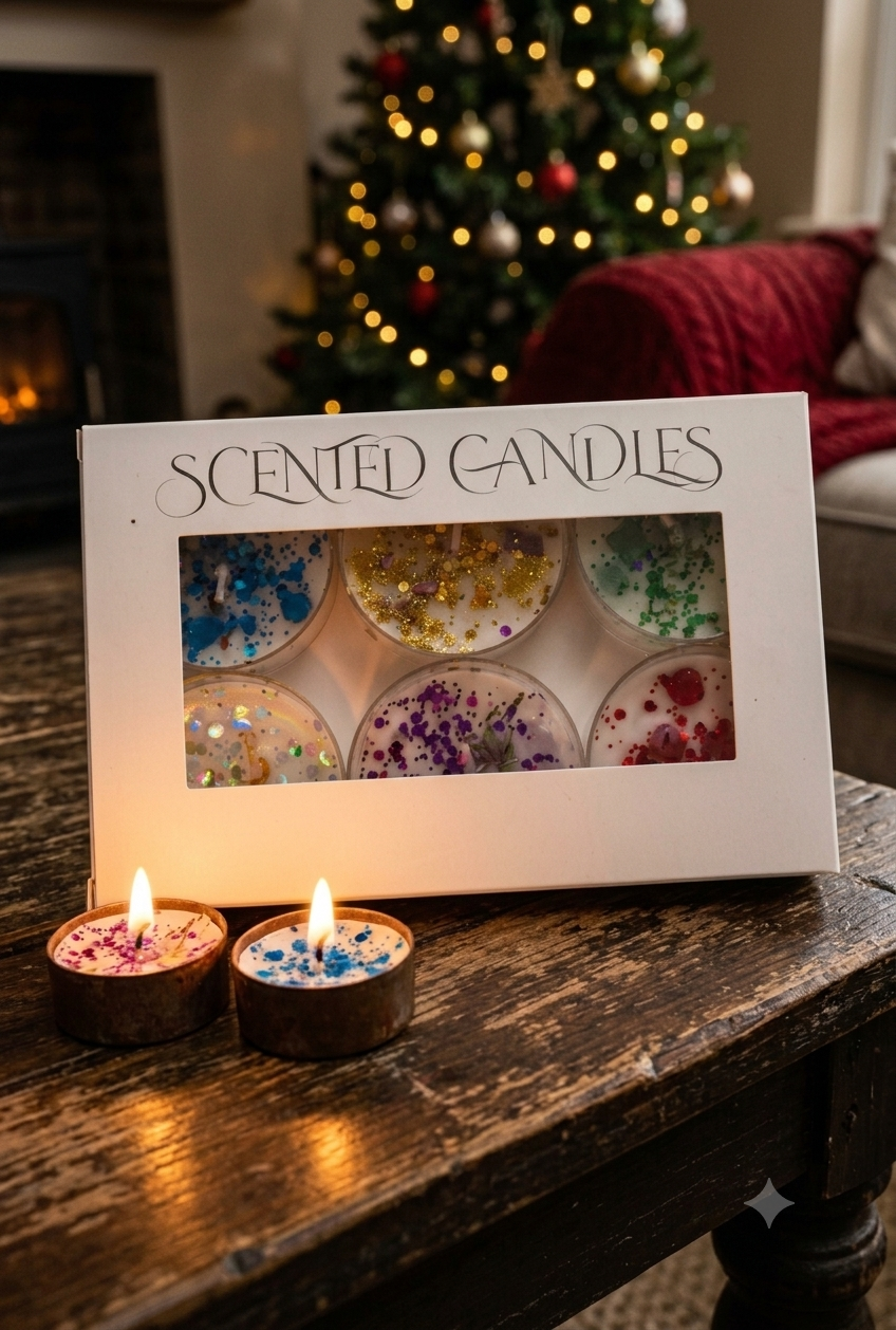 'The Sweet Scent Of Christmas' Set Of 6 Scented Tealight Candles