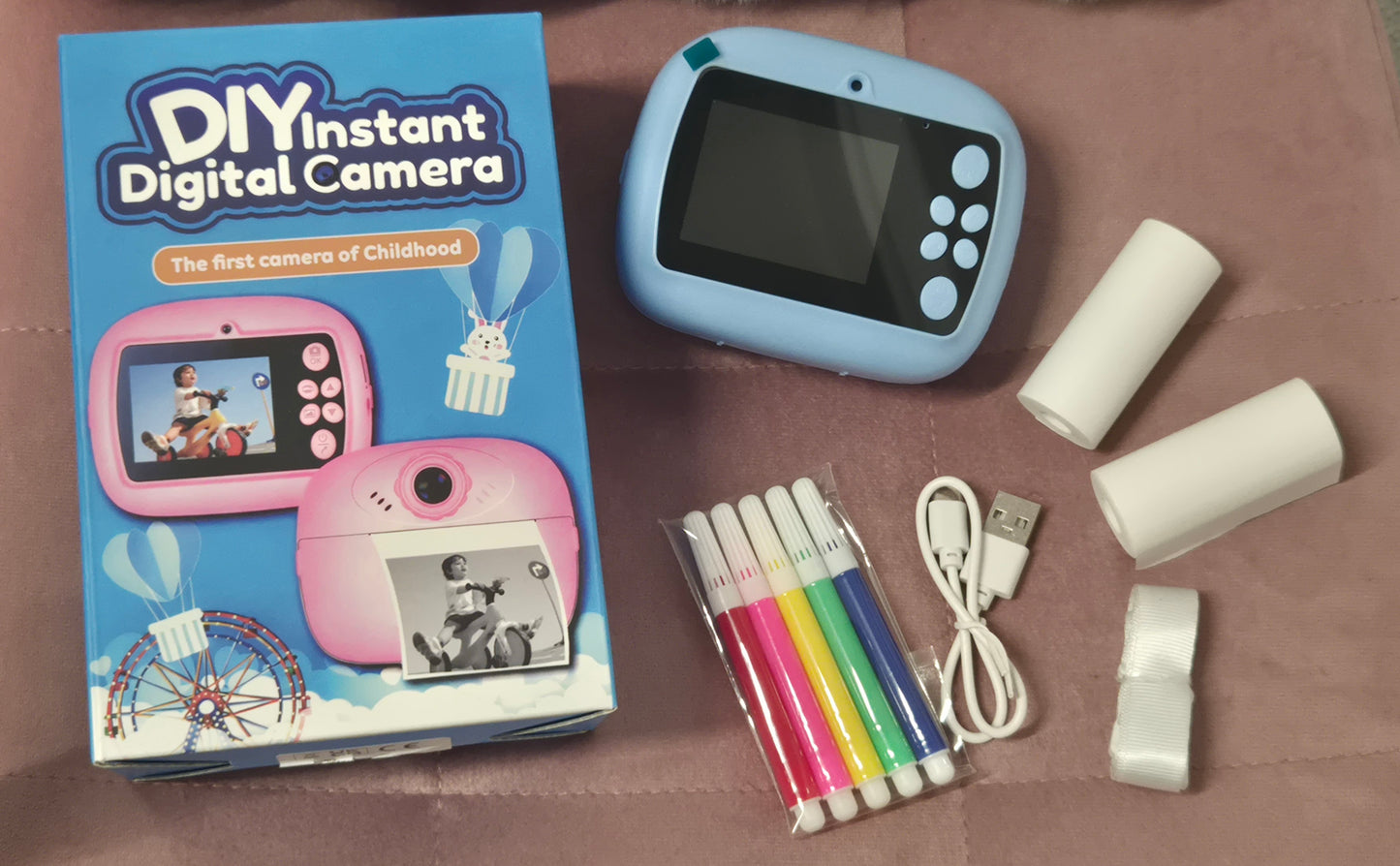DIY Instant Digital Camera with Accessories in Blue