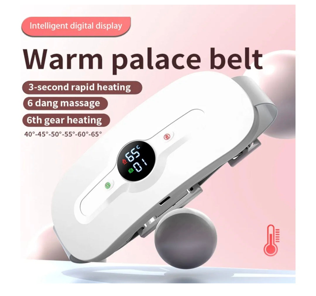 Period Pain Relief Heating Pad, Portable Menstrual Heat Pad with 6 Heat Levels & 6 Massage Modes & Auto Shut Off, Period Cramps & Backache(White/Pink)