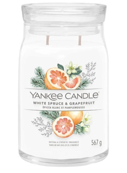 Yankee Candle Signature Scented Candle | White Spruce & Grapefruit Large Jar Candle with Double Wicks
