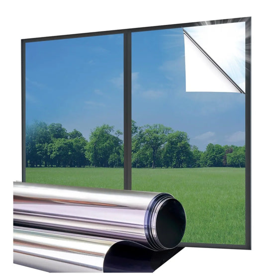 Lifetree Reflective One Way Window Film Privacy: Heat Control Mirror Window Tint Film Sun Blocker, UV Anti Glare Film Clear Day and Night for Home Office (Blue, 90 * 200cm)