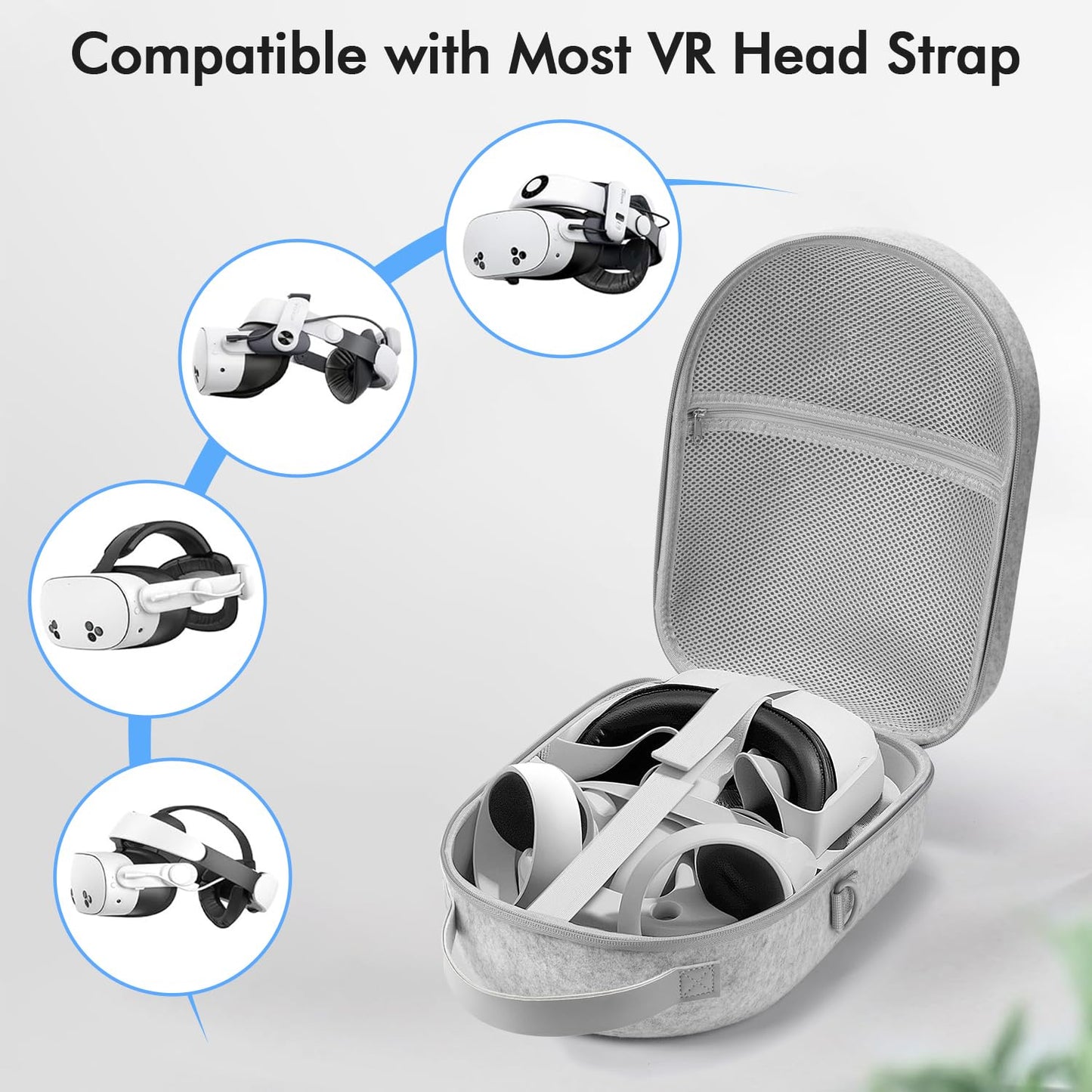 Large Hard Carrying Case for Meta Quest 3/3S VR Headset & Accessories - Grey