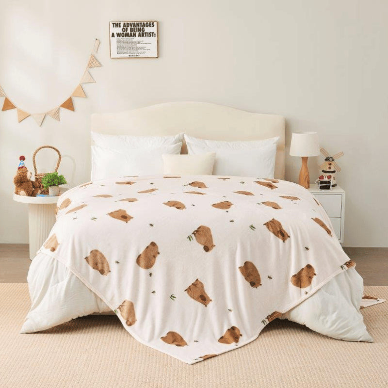 Capybara 230x230cm Super King Fleece Throw