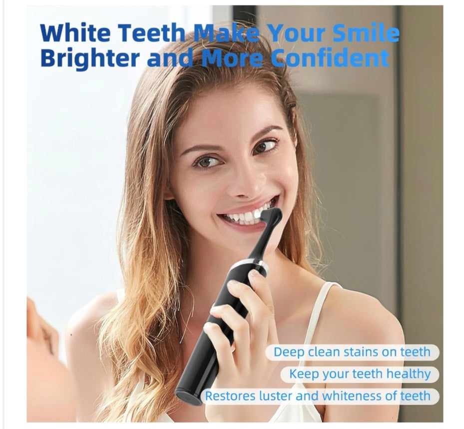 Tooth Polisher,Rechargeable Teeth Whitening Kits for Teeth Daily Cleaning and Whitening,Dental Polisher with 2 Set Polishing Brush Heads,LED Light,5 Speed Modes,Waterproof