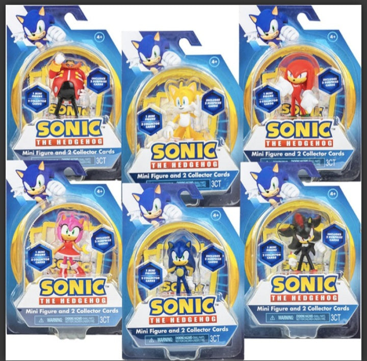 Sonic The Hedgehog Mini Figure and 2 Collector Cards (Random Figure Provided)