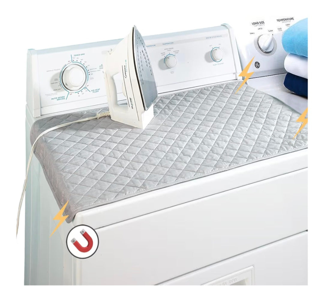 Magnetic Ironing Mat Blanket,Iron Board Alternative Cover/Quilted Washer Dryer Heat Resistant Pad/Portable Cover/Mat Grey 33"X 18"