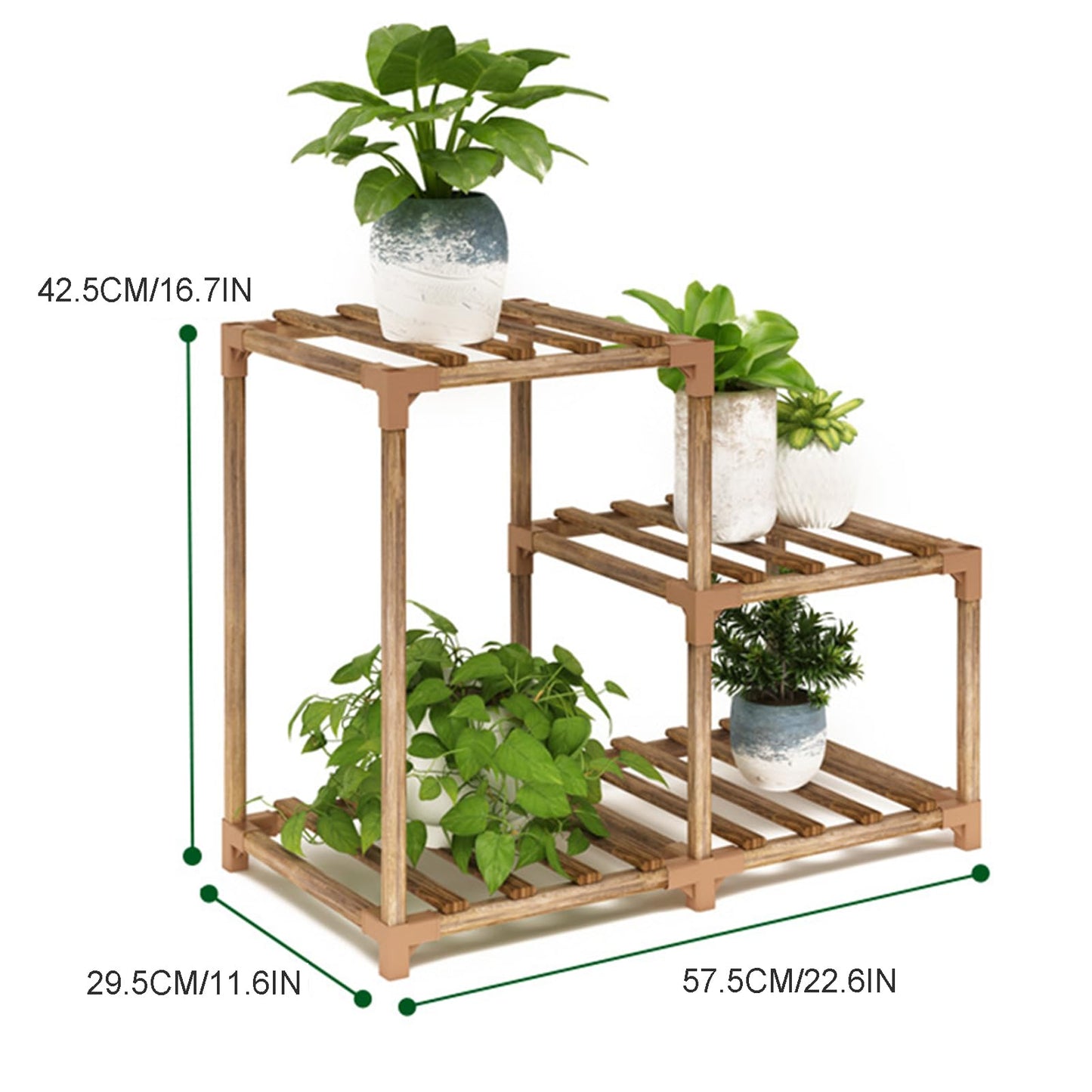 Wooden Plant Stand Tall, 42.5/63cm Tall for Multiple Plants Large Wooden Plant Rack Holder Table Flower Stand