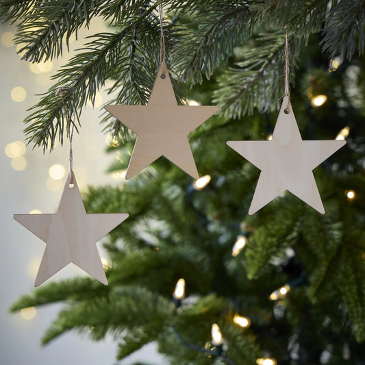 Natural Star Hanging decoration set, Pack of 6