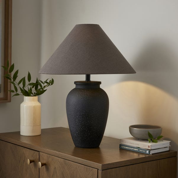 Rue Table Lamp, Ceramic Base & Linen Effect Shade