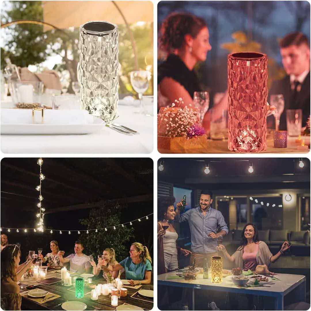 16 Colour LED Crystal Table Lamp Diamond Rose Night Light Touch & Remote USB