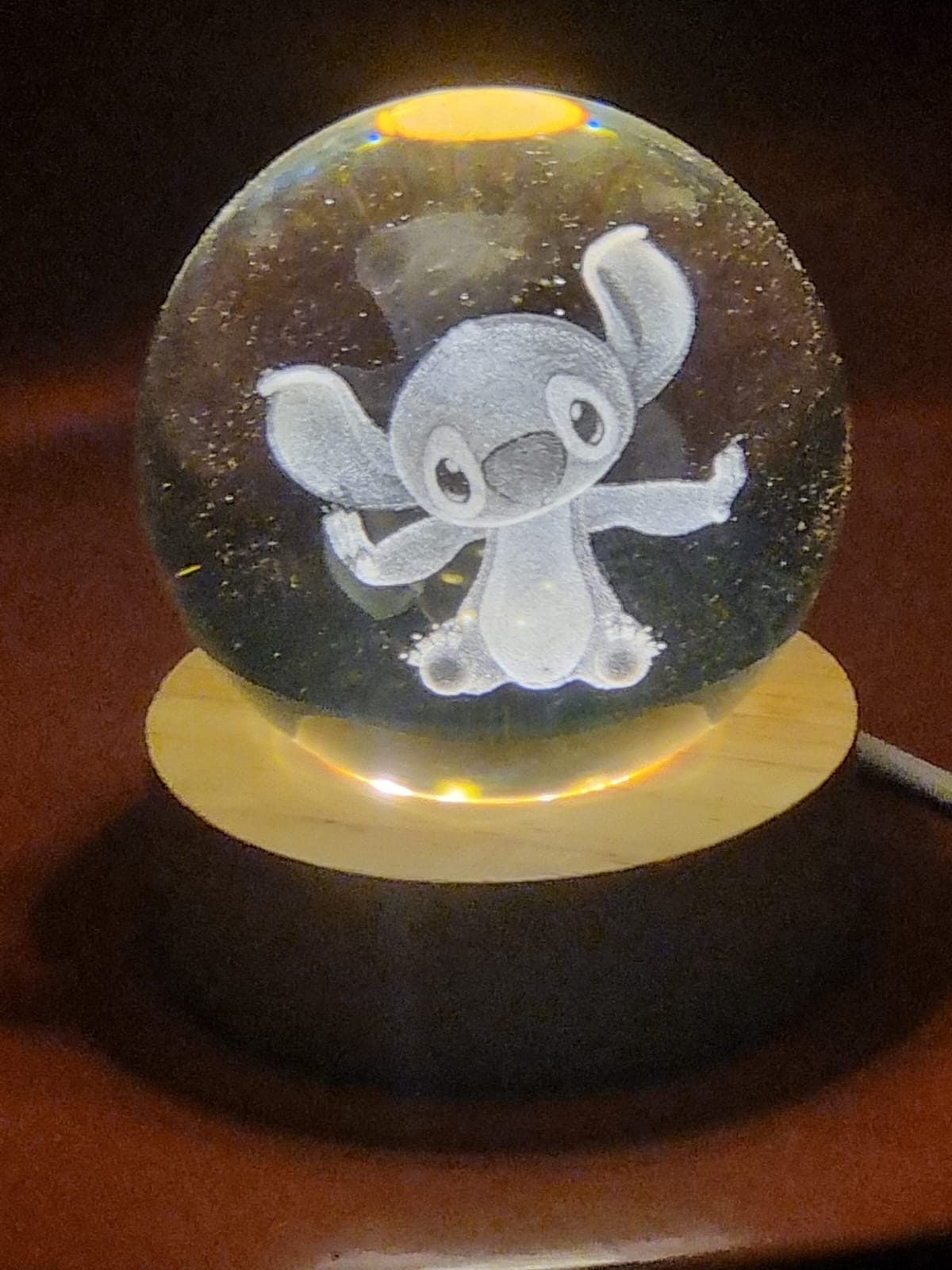 Stitch Inspired Mini 3D Laser-Engraved Crystal Ball Night Light