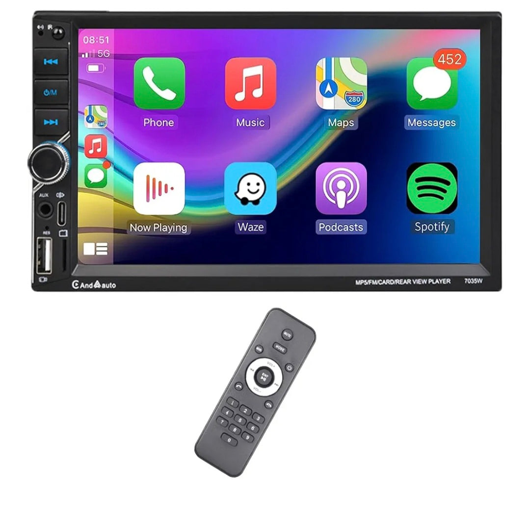 Double Din Car Stereo Wireless CarPlay 7 Inch Touch Screen Car Radio with Wireless Android Auto Bluetooth FM Radio Mirror Link USB TF Aux in Type C Charging Head Unit Car MP5 Player
