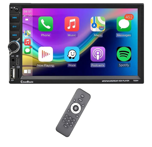 Double Din Car Stereo Wireless CarPlay 7 Inch Touch Screen Car Radio with Wireless Android Auto Bluetooth FM Radio Mirror Link USB TF Aux in Type C Charging Head Unit Car MP5 Player