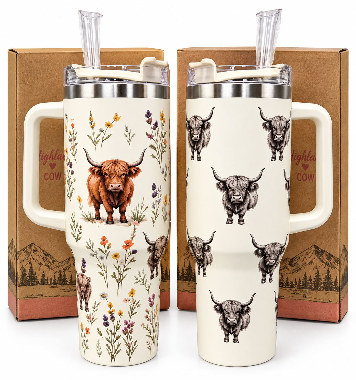 Highland Cow Tumblers Stanley Style