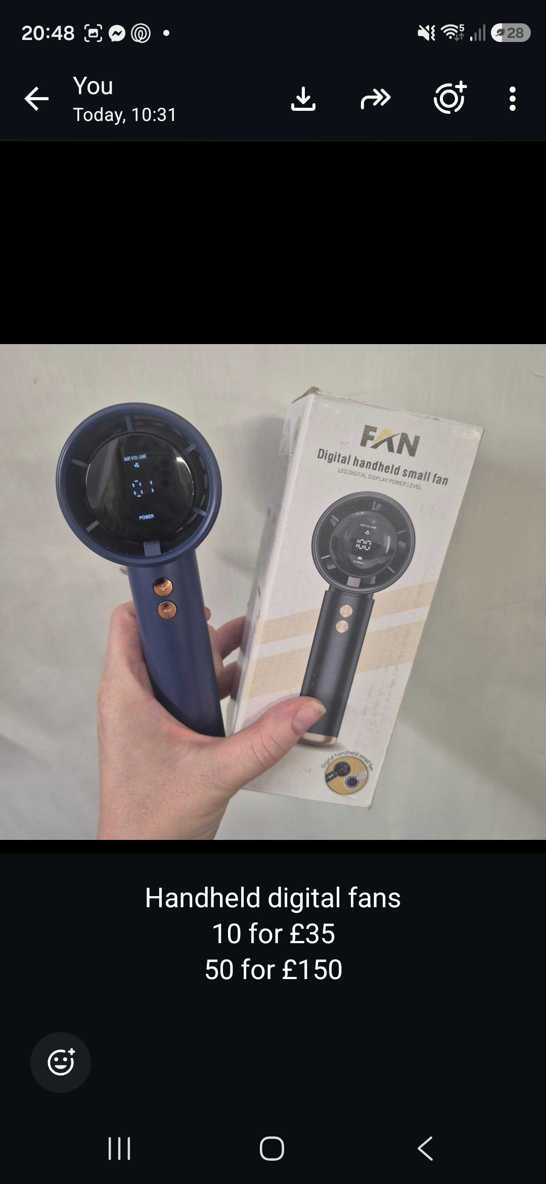 Wholesale Bundle 50 x Handheld Digital Fans