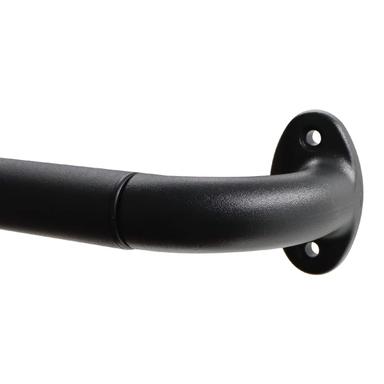 Qlfyuu Curtain Pole for Blackout Room Darkening Curtains, Metal Curtain Rod Extendable Curtain Rail for Windows, Rust-Resistant Telescoping Curtain Poles Indoor Outdoor (Black, L)