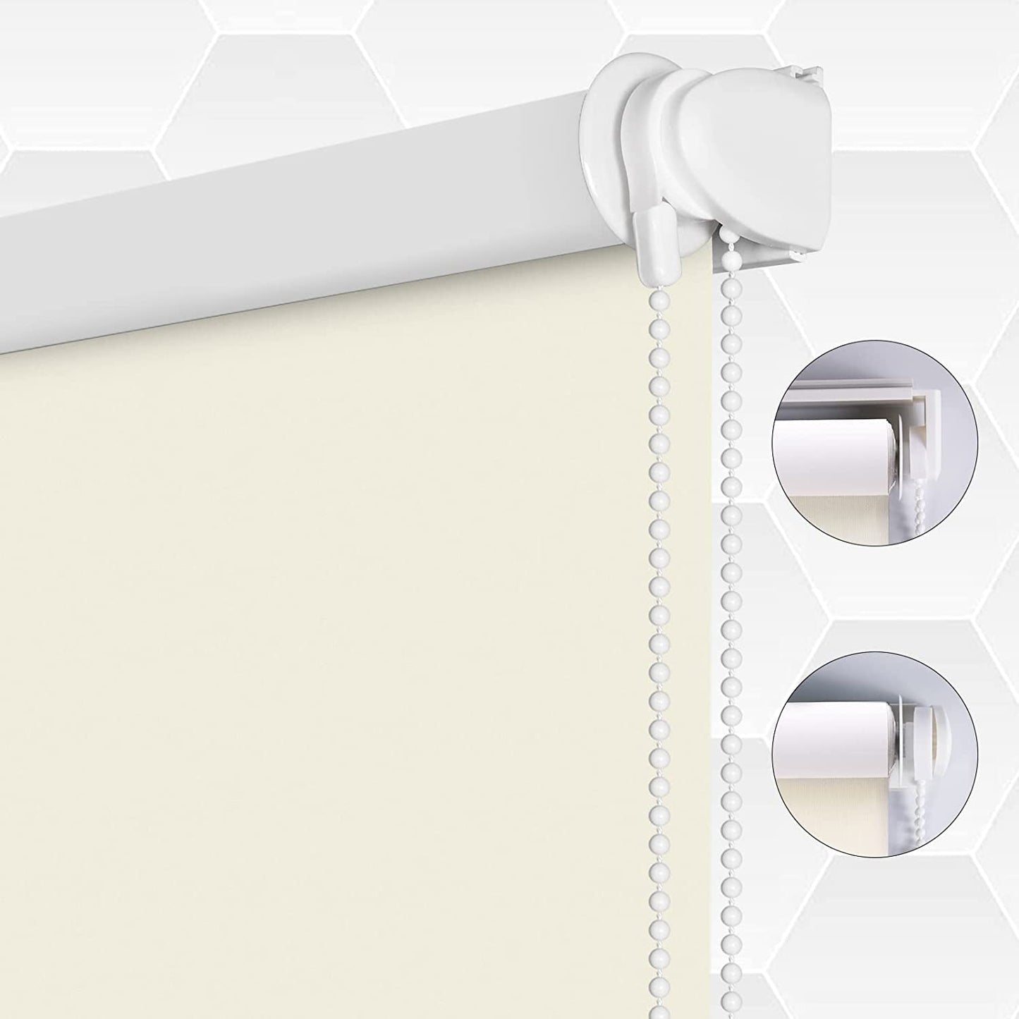 SMONTER 100% Blackout Waterproof Fabric Window Roller Shades Blind, Thermal Insulated,UV Protection,for Bedrooms,Living Room,Bathroom,The Office, Easy to Install 76CM W x 200CM L(Beige)