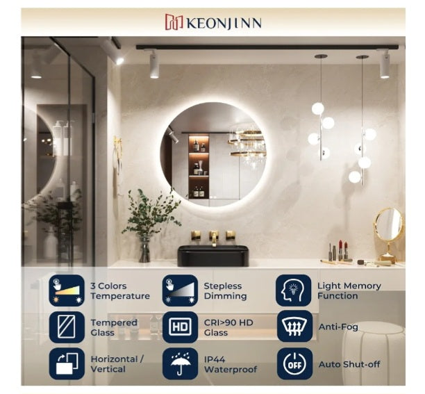 50cm LED Round Bathroom Mirror With Anti-Fog