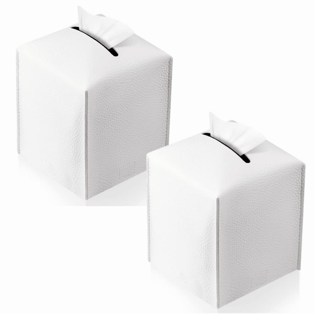 2 Pcs PU Leather Tissue Box Square Tissue Box Cover Modern Car Tissue Container