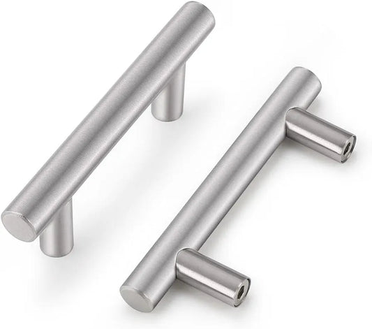 Probrico 5 Pack Brushed Nickel Stainless Steel Handles Kitchen Cabinet T Bar Handle Furniture Drawer Pulls Cuoboard Knobs PD201HSS64 64mm Hole centers 100mm