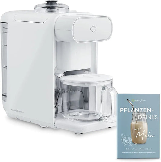 Springlane Kitchen Vegan Milk Maker Mila 600 ml, Plant-Based Auto Programs (Almond, Cashew, Oat, Soy, Coconut), No Soaking, Auto-Clean Function, Delay Start, Recipe Book