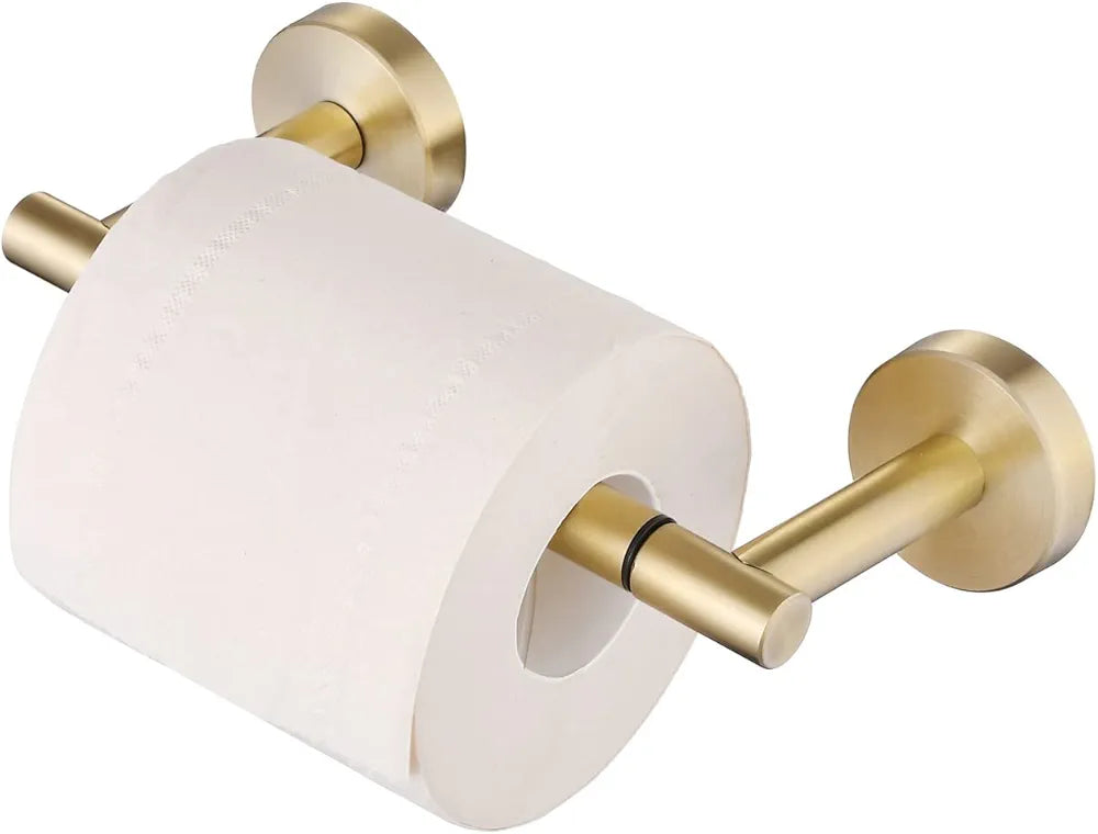 Toilet Roll Holder, NEWRAIN Bathroom Toilet Roll Holder Wall Mounted, Tissue Roll Holders Loo Roll Holder Brushed Gold