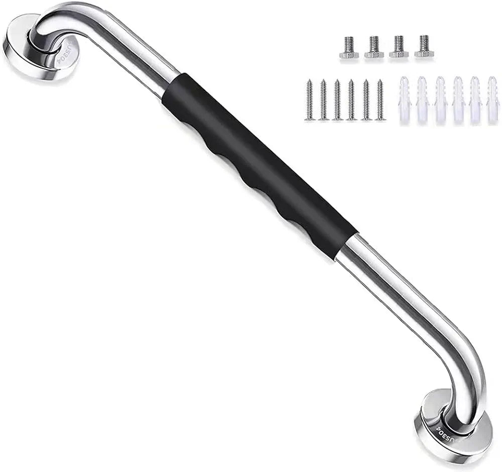 24 Inch Anti Slip Shower Grab Bar Handle, Hoopever Stainless Steel Chrome Bathroom Balance Bar, Safety Hand Rail Support, Handicap Elderly Injury Senior Assist Bath Handle, 1.25 Inch Diameter