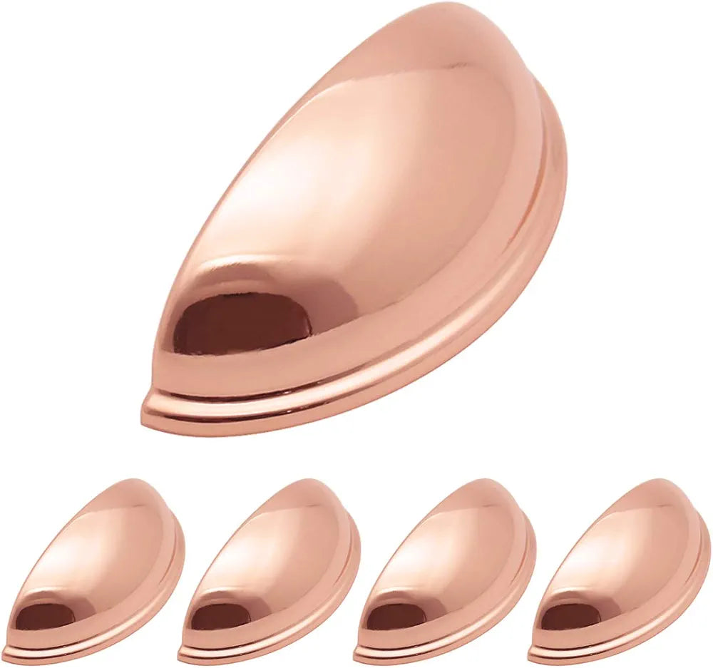 Probrico Rose Gold Semicircle Cabinet Cup Handle 76mm Centres Shell Shape Bedroom Dresser Pull Copper Bathroom Cupboard Knob 5 Pack