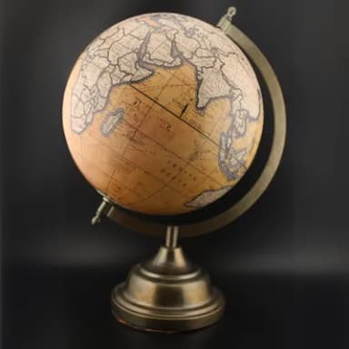 EXERZ 20cm Antique Globe with a Metal Base, Handcraft Decorative Globe SI-7047 (20cm)