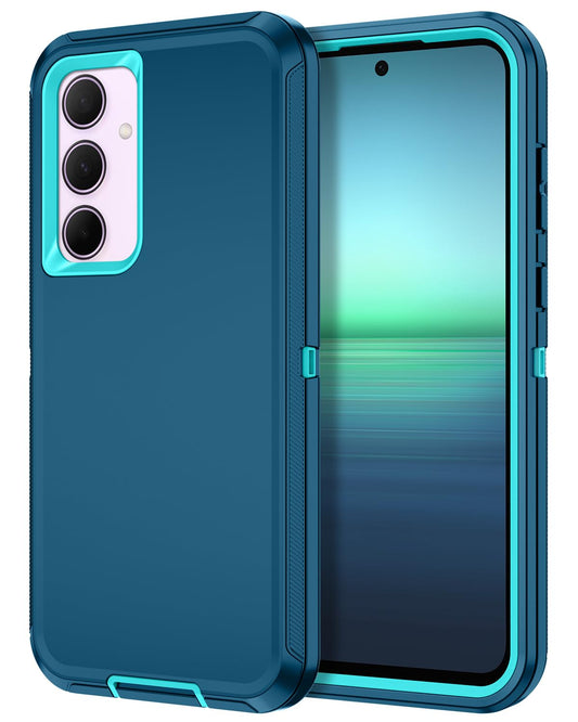 Petocase for Samsung Galaxy A55 5G Case Shockproof Dust Drop Proof 3-Layer Full Body Protection Without Screen Protector Rugged Heavy Duty Cover Case for Galaxy A55 5G 6.6 inch 2024,Turquoise