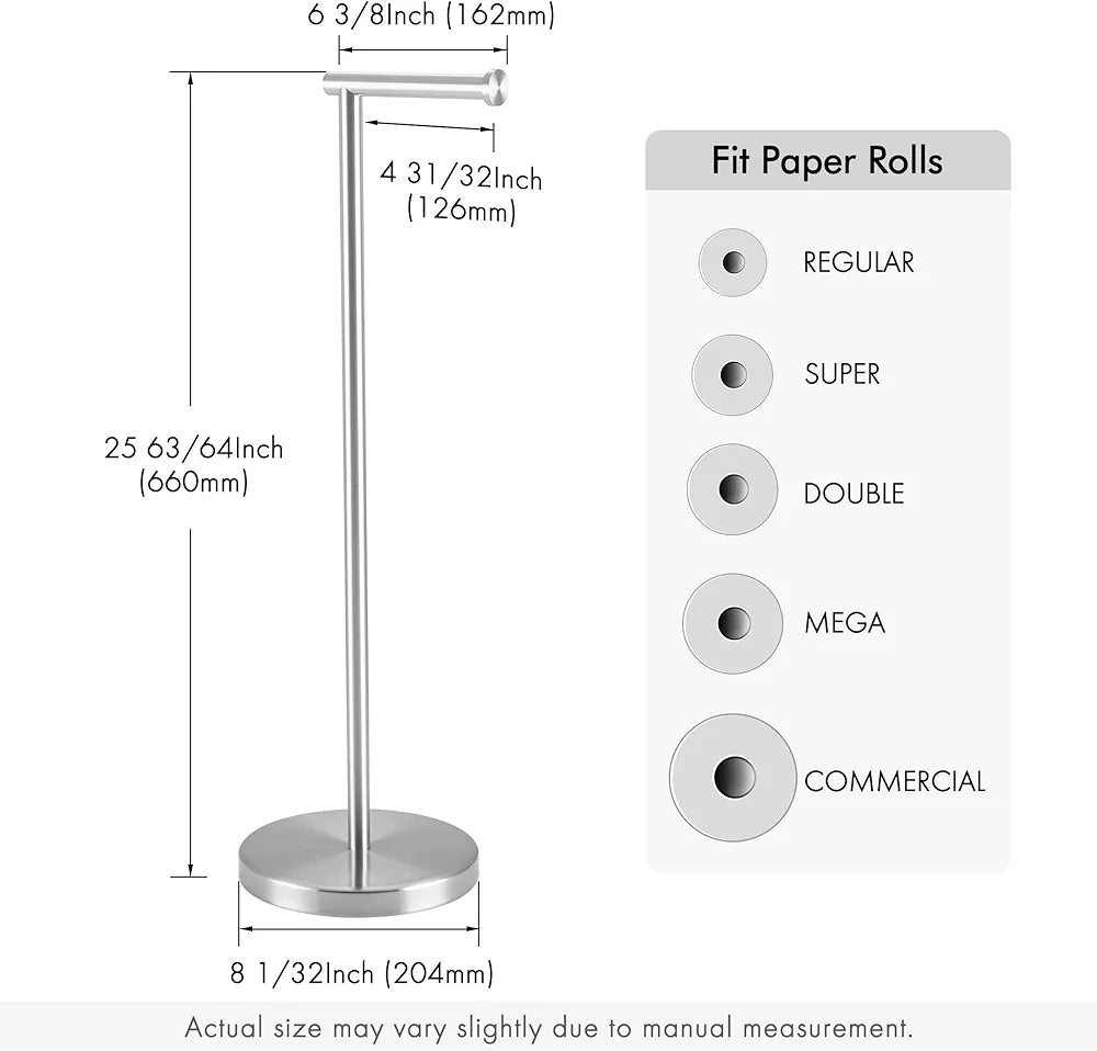 KES Toilet Roll Holder Free Standing 66cm Taller Version , Toilet Paper Holder with Weighted Base for Bathroom, Modern Rustproof SUS304 Stainless Steel, Brushed Finish, BPH283S66-2