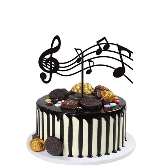 Music Notes Cake Toppers Acrylic,Guitar Cake Toppers,Musical Theme Birthday Party Supplies Rock Cupcake Topper Black for Kids Birthday Musician Party Black