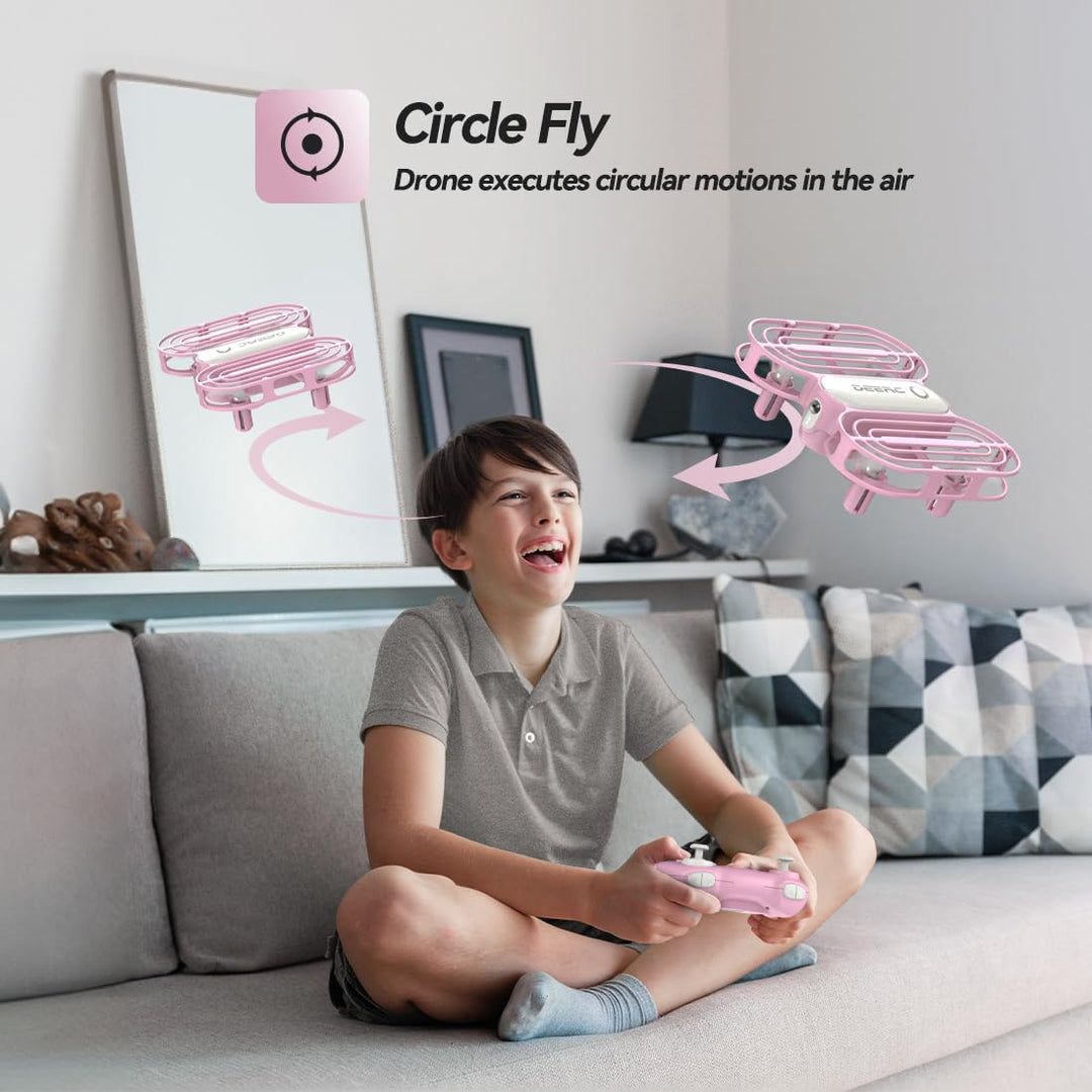 DEERC D11 Mini Drone for Kids, LED RC Quadcopter for Beginners, Throw to Go, Circle Fly, 3D Flip, 3 Speeds, One Key Takeoff, Gifts Toys Boys Girls-3 Batteries, Pink