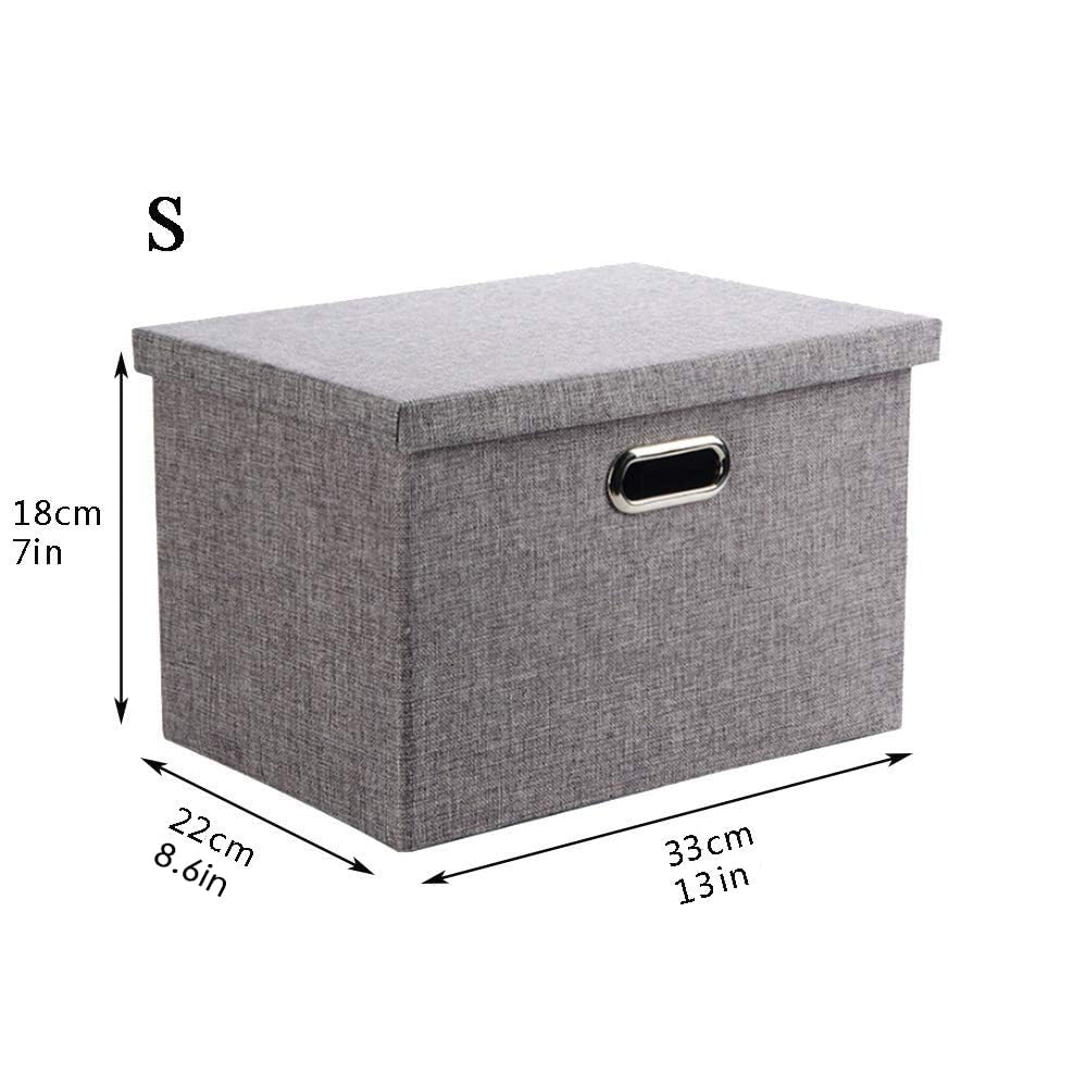 Wintao Storage Boxes with Lids, Collapsible Fabric Storage Baskets for Shelves, Home and Office, Grey, Small, 33 x 22 x 18 cm, 1 Pack