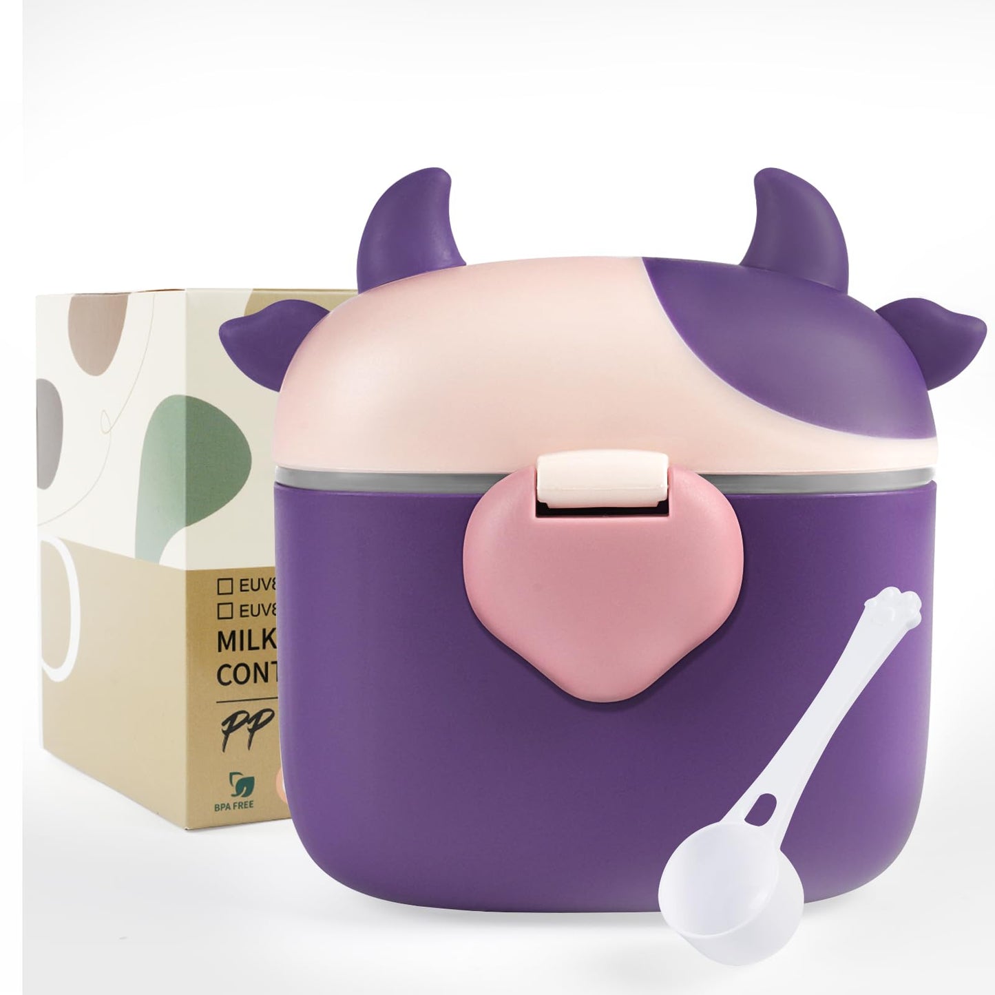 Aolso Baby Milk Powder Dispenser Pot, Formula Dispenser for Baby, Milk Powder Container with Sealed Cover and Spoon, 230g Milk Powder Purple