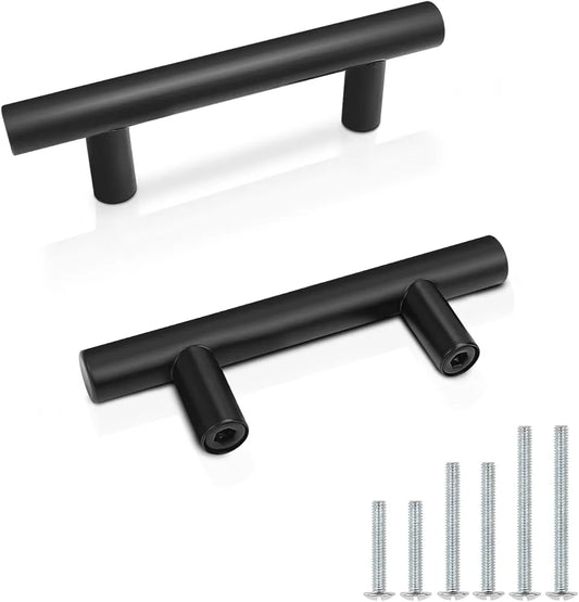 Probrico Black Cupboard Handles, 64mm Kitchen Door Handles for Cabinet, Matte Black Cabinet Drawer Knobs, 10 Pack