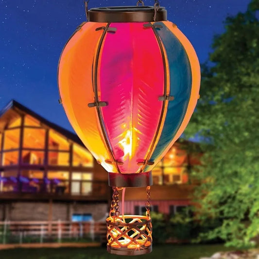 Smallterm Hot Air Balloon Solar Lantern with Flame Light, Intricate Design for a Novelty , Waterproof Not Flickering