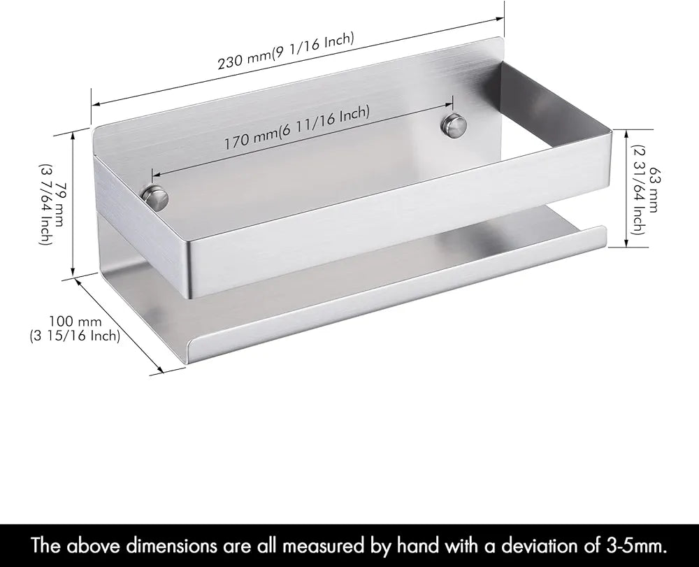 KES Bathroom Shelf Shower Organiser Storage Shelf, Bathroom Shower Caddy SUS304 Stainless Steel 23CM Shower Shampoo Holder Bathroom Accessory Brushed Steel Screw Mounted, BSC205S23B-2