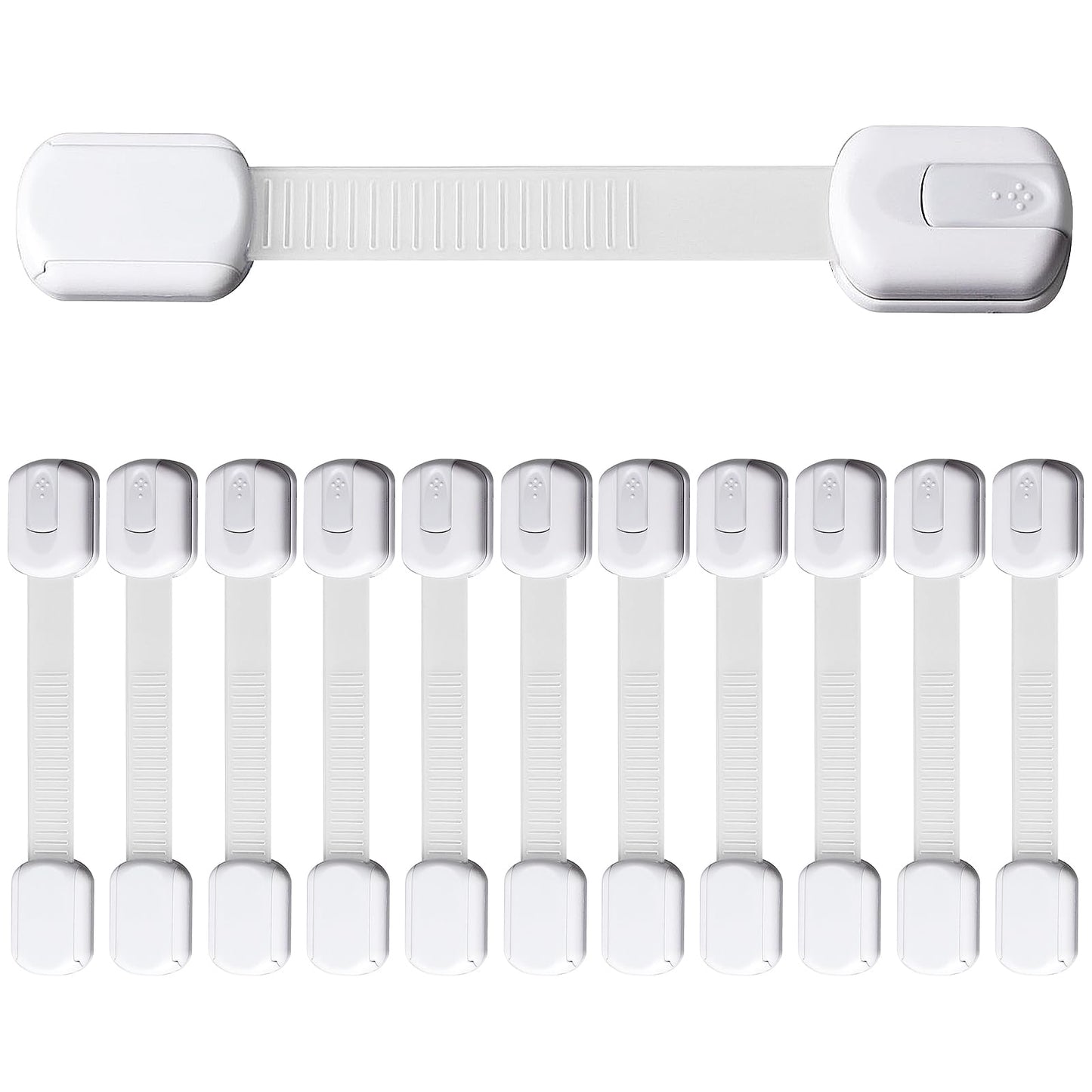 Cupboard Locks for Children, Child Safety Cupboard Door Strap Locks, Adjustable Child Locks Self-Adhesive, Baby Proofing Safety Guards Kit, for Kitchen Cupboards, Easy to Install Lock 12 pcs, White