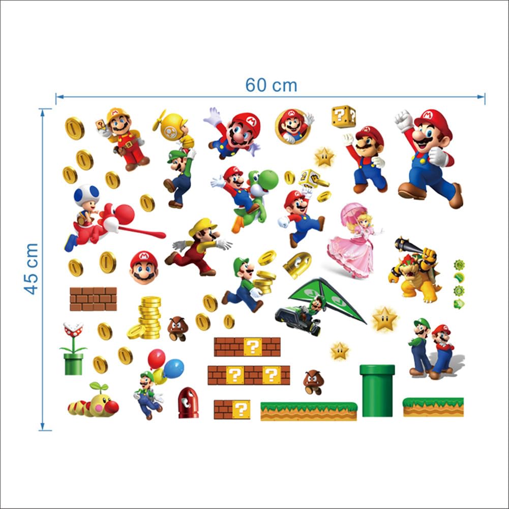 Super Mario Wall Decals DIY Build Scene Wall Stickers Kids Bedrooms Living Room Wall Decor Waterproof