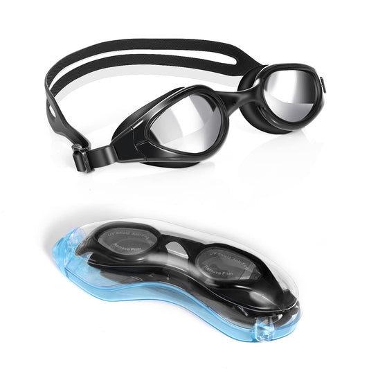 TOPLUS Swimming Goggles, No Leaking Anti Fog UV Protection Swim Goggles Soft Silicone Nose Bridge for Men, Women, Junior, Kids Black