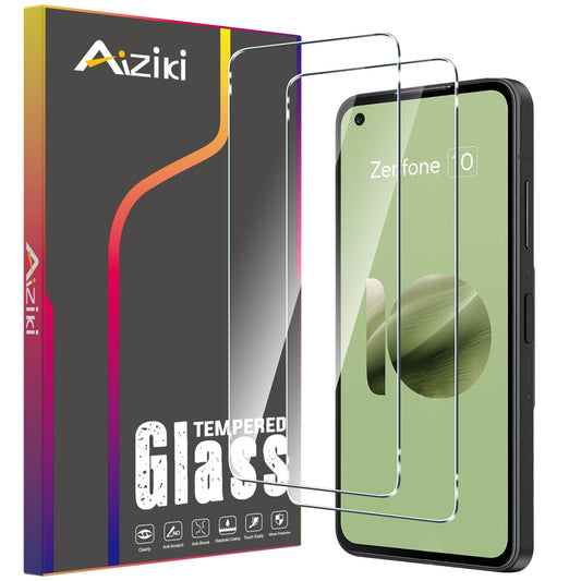 Aiziki Glass Screen Protector For Asus Zenfone 10 Tempered Glass Film, Impact-Protection, Anti-Shatter, Anti-Scratch, HD Clear, Bubble Free, 2 Pack Screen Protectors Asus Zenfone 10