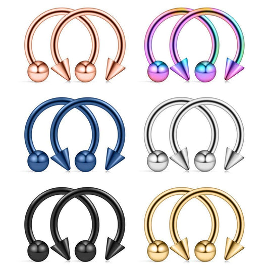 VFUN 12PCS 12G Stainless Steel Nose PA Septum Horseshoe Hoop Earring Eyebrow Tragus Lip Piercing Ring 14MM