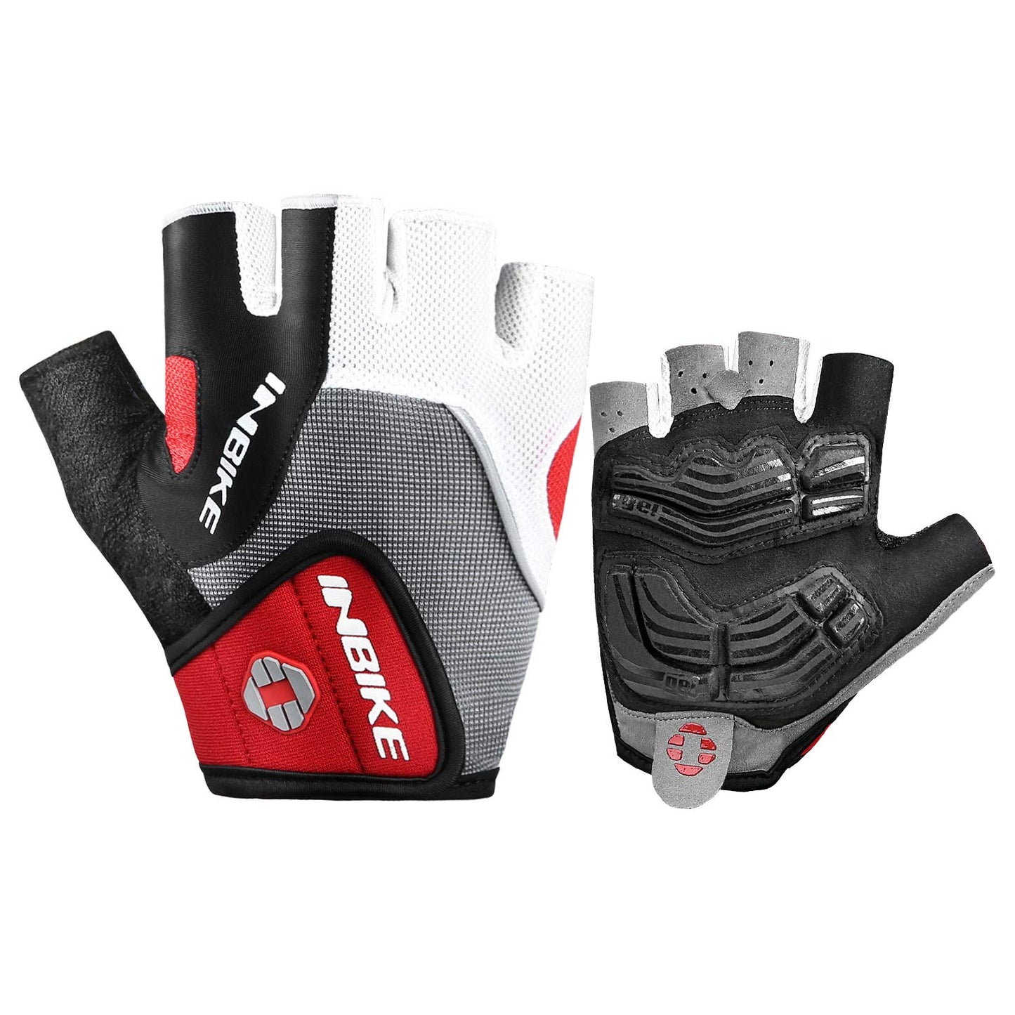 INBIKE Cycling Gloves Men Gel Padded Half Finger Road Cycle Bike Bicycle Gloves for Biking Mens Red XL