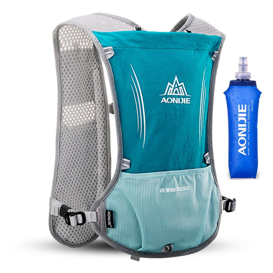 AONIJIE 5L Outdoor Sport Multifunctional Camping Backpack Cycling Running Climbing Hiking Hydration Vest Pack with 500ml Soft Flask Light blue, OneSize