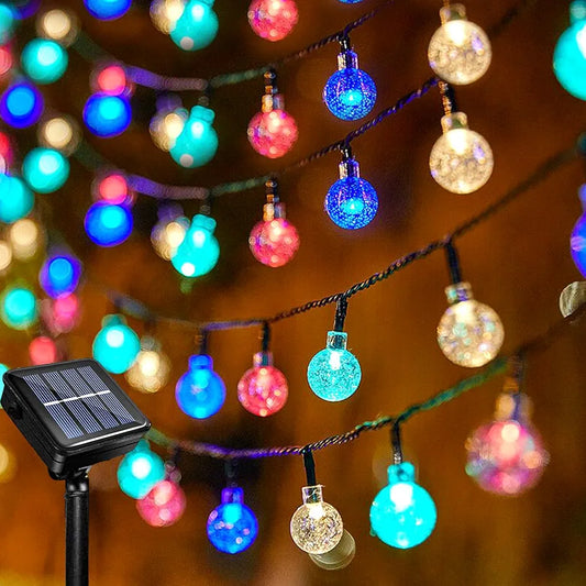 Acxilexy Solar Globe String Lights, 39Ft 100 LED Solar Garden Fairy Lights, 8 Modes Globe String Lights, Waterproof Solar String Lights for Home Balcony Party Wedding Christmas Decoration